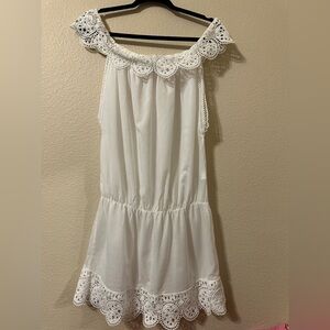 Beautiful Milonga White Beach Cover-Up with Lace Trim